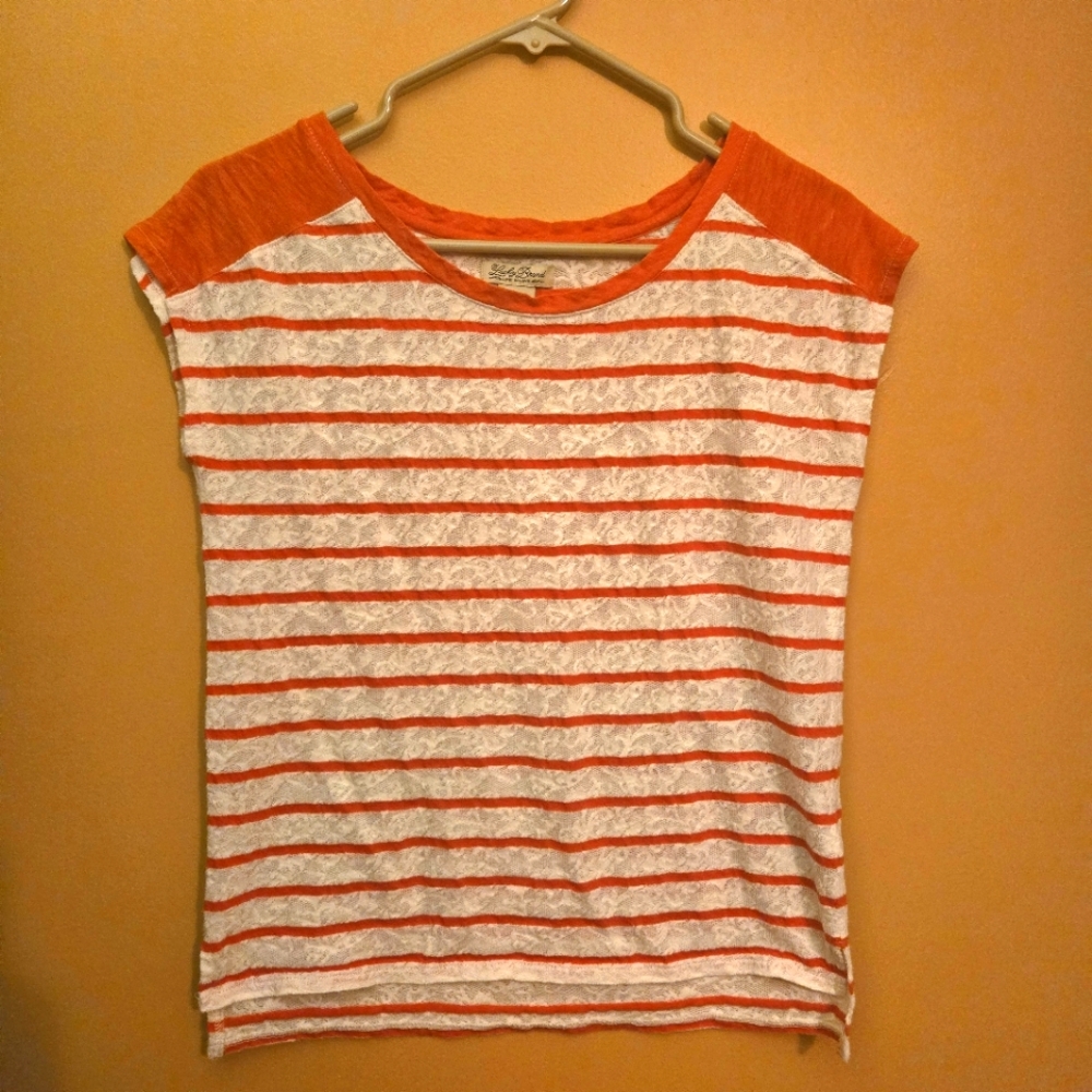 Lucky Brand Lacy Striped Top PTP=17"
